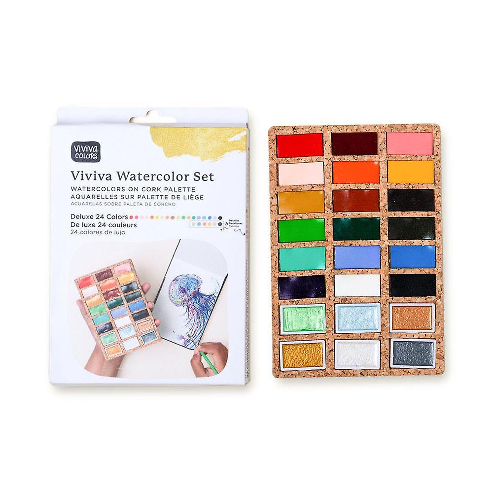 Viviva Watercolour Deluxe 24 Colours Set on Cork Palette