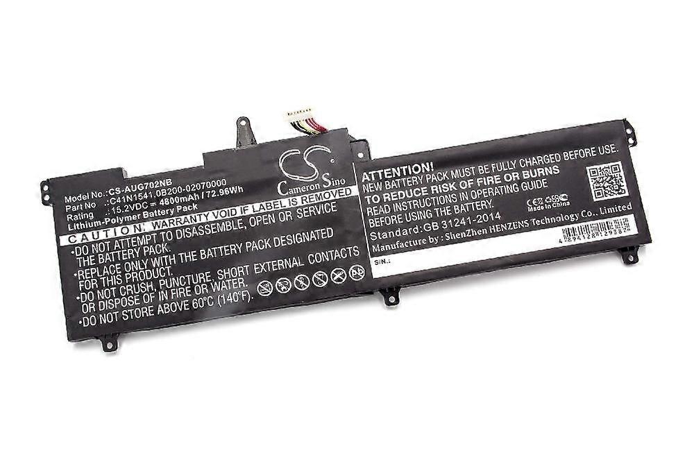 vhbw-batterij compatibel met Asus GL702VM-GC100T, GL702VM-GC035T, GL702VM-GC154T, GL702VM-GC143T, GL702VM-GC102D notebook (4800 mAh, 15,2 V, Li-Polymer)