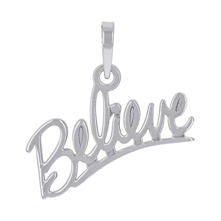 925 Sterling Silver Unisex Believe Talking Charm Pendant Necklace 23x22.3mm Wide-Pendant for Women
