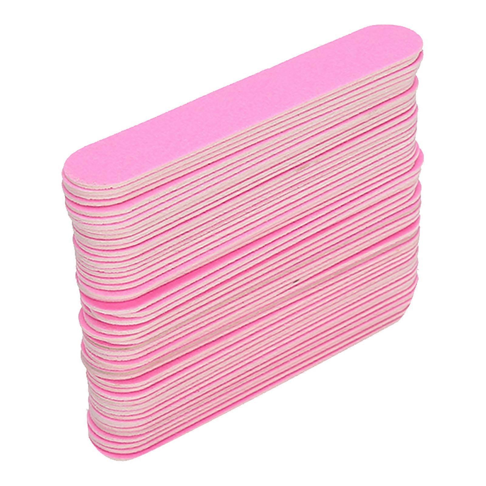 100pcs Double Sided Nail File Buffer Polishing Strip Pink