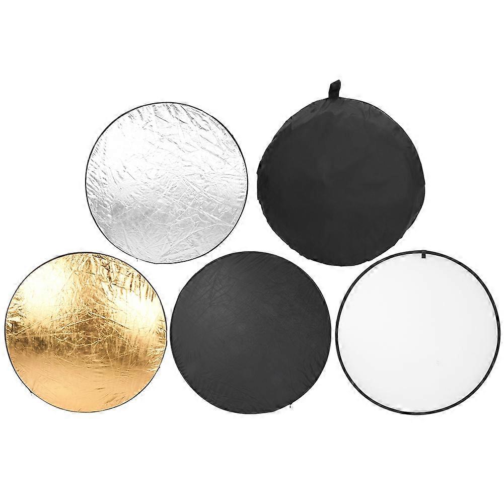 5 In 1 Reflective Cloth Round Double Handle Foldable Reflector Panel For Indoor Outdoor Photography Fill Light110cm