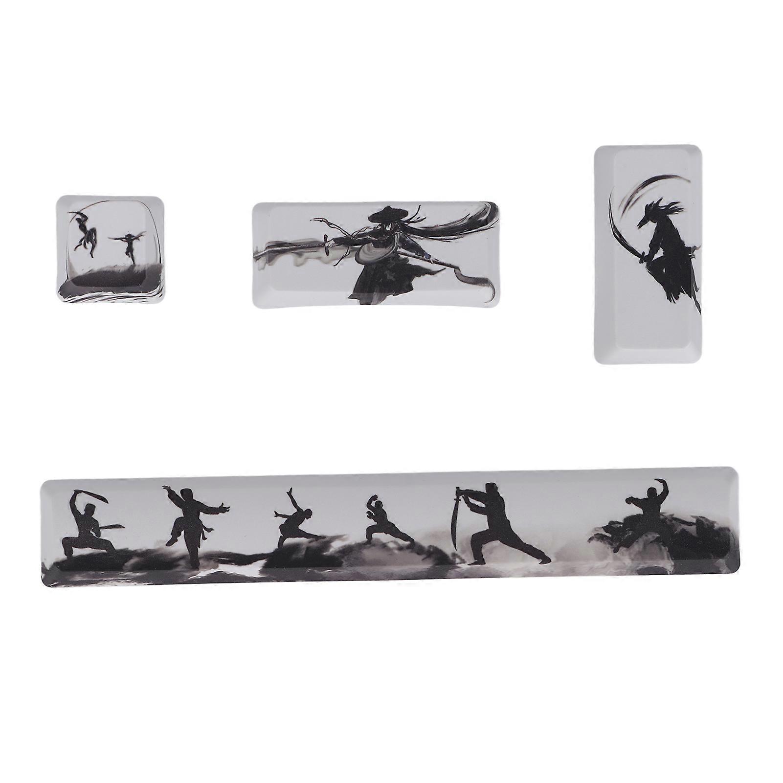 4Pcs Custom Keycaps Comfortable Feel Color Lasting Cartoon Pattern DIY PTB Keycaps for Mechanical Keyboards