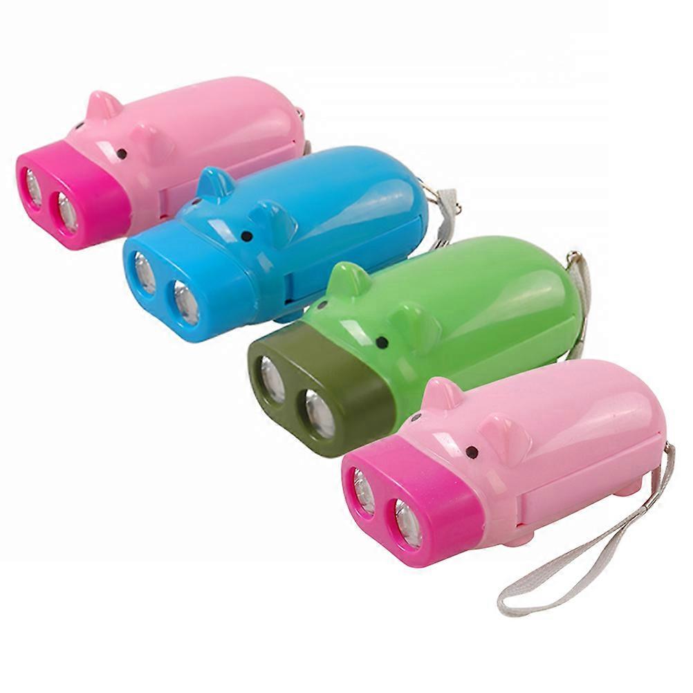 4Pcs Portable Shack Flashlights Adorable Crank Flashlights Convenient Hand Flashlights (Random Color)