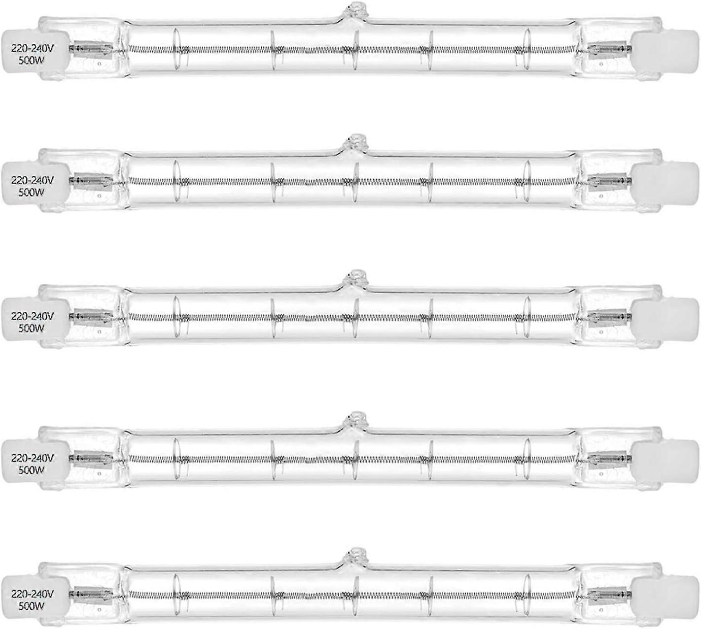 5pcs500W Equivalent R7s Linear Halogen Floodlight 7750lm 2700K J118 Safety Bulb Dimmable Length 118mm