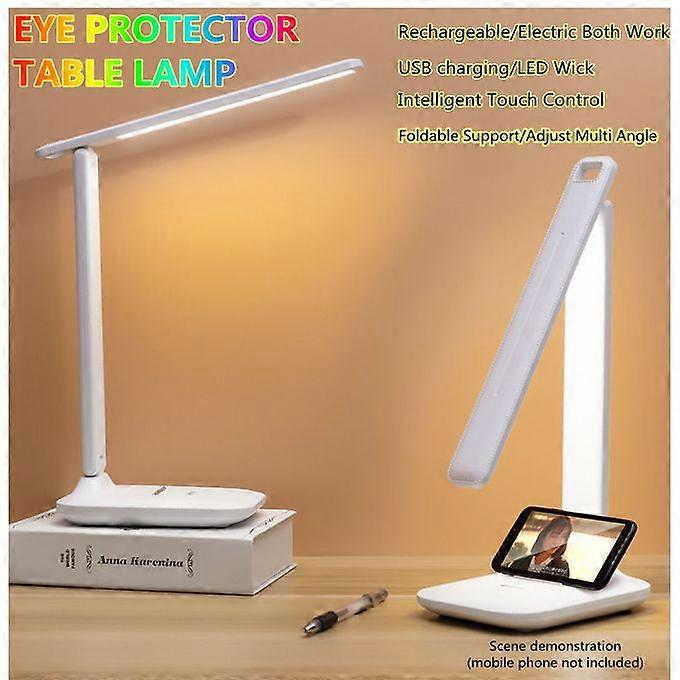 USB Charging Eye Protection Table Light Touch Control Foldable Adjust Angle LED Reading Lamp