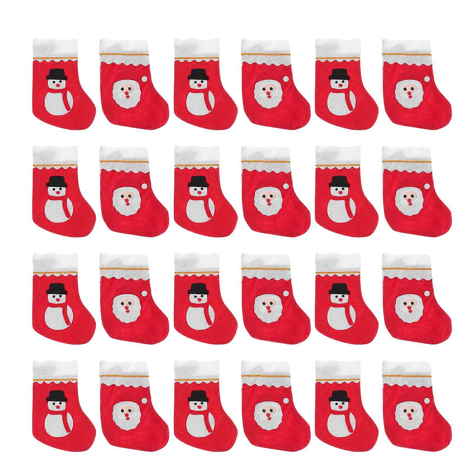 24Pcs Christmas Sock Pendants Hanging Gift Bag Party Ornament (Random Style)