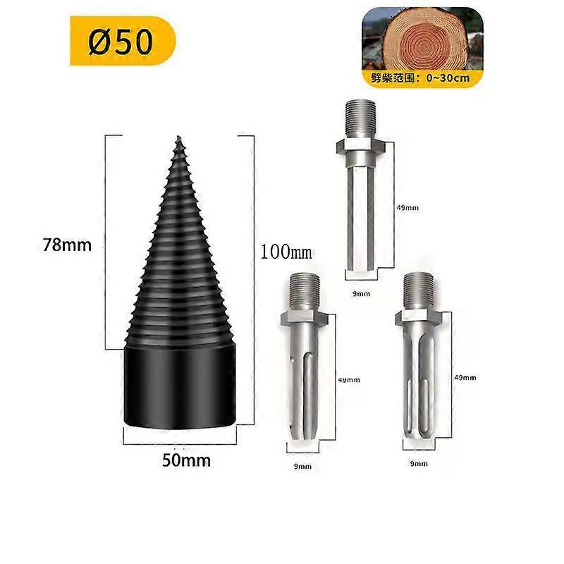 Firewood Splitter Machine Drill Bit Wood Cone Punch Driver Square/Round/Hex Shank Drill Bit Split Drilling Tool Firewood Chopper