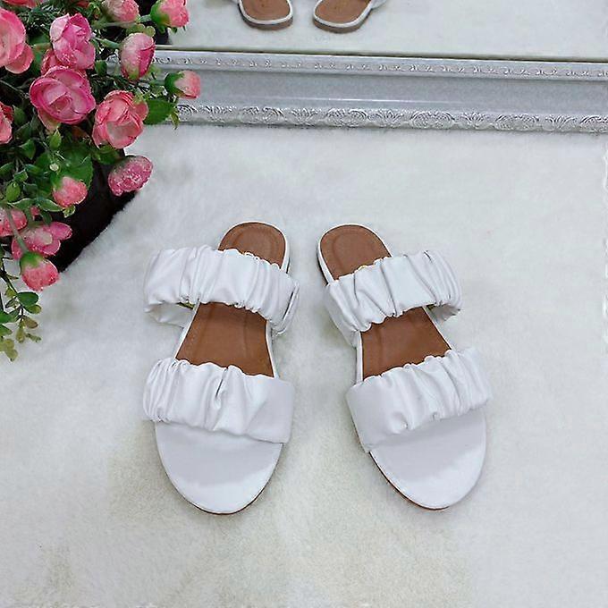 Summer Women's Pleated Slippers White
