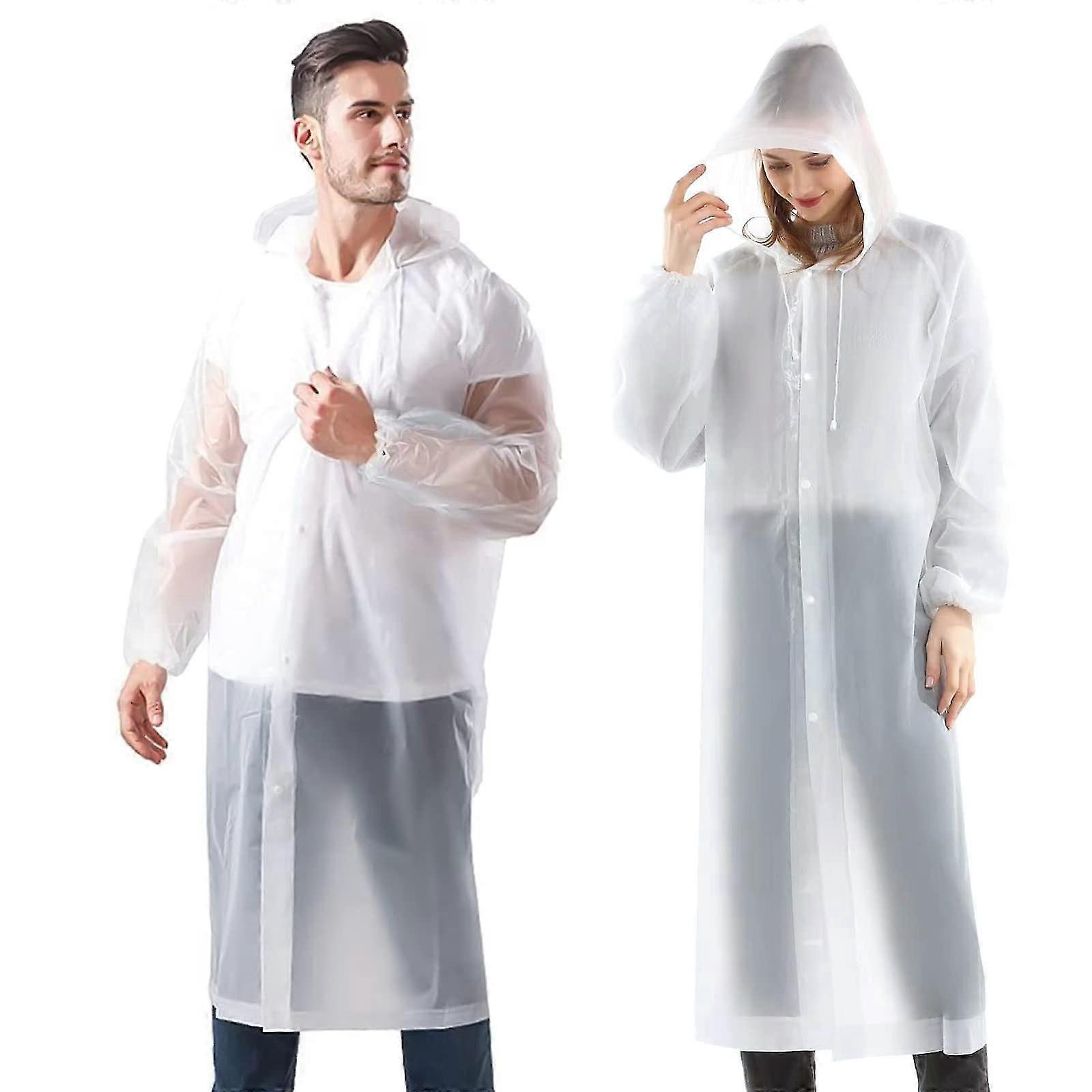 Poncho De Pluie Réutilisable Adulte - 2 Pack EVA Imperméable - Manches Longues Avec Boutons - Capuche Ajustable - Pour Randonnée, Camping - 2