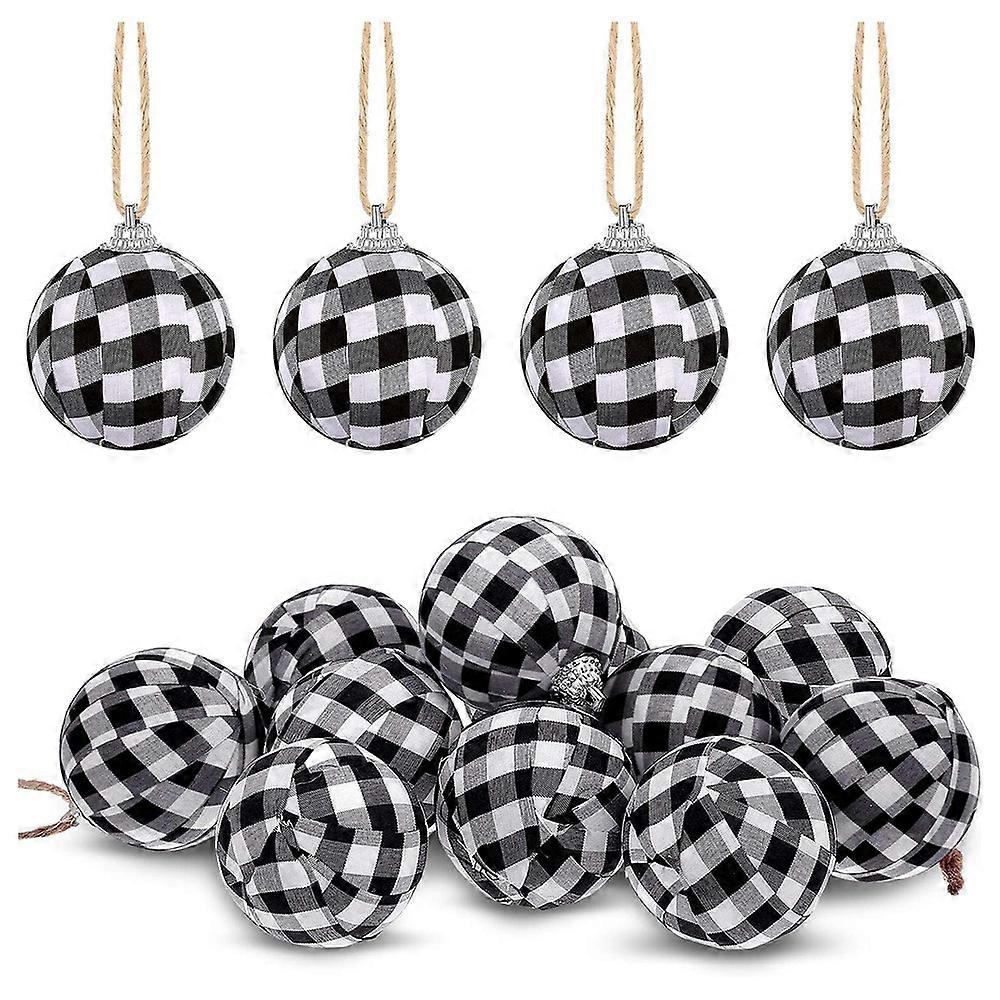 12Pcs Fabric Ball Christmas Fabric Wrapped Balls Christmas Hanging Ornament for