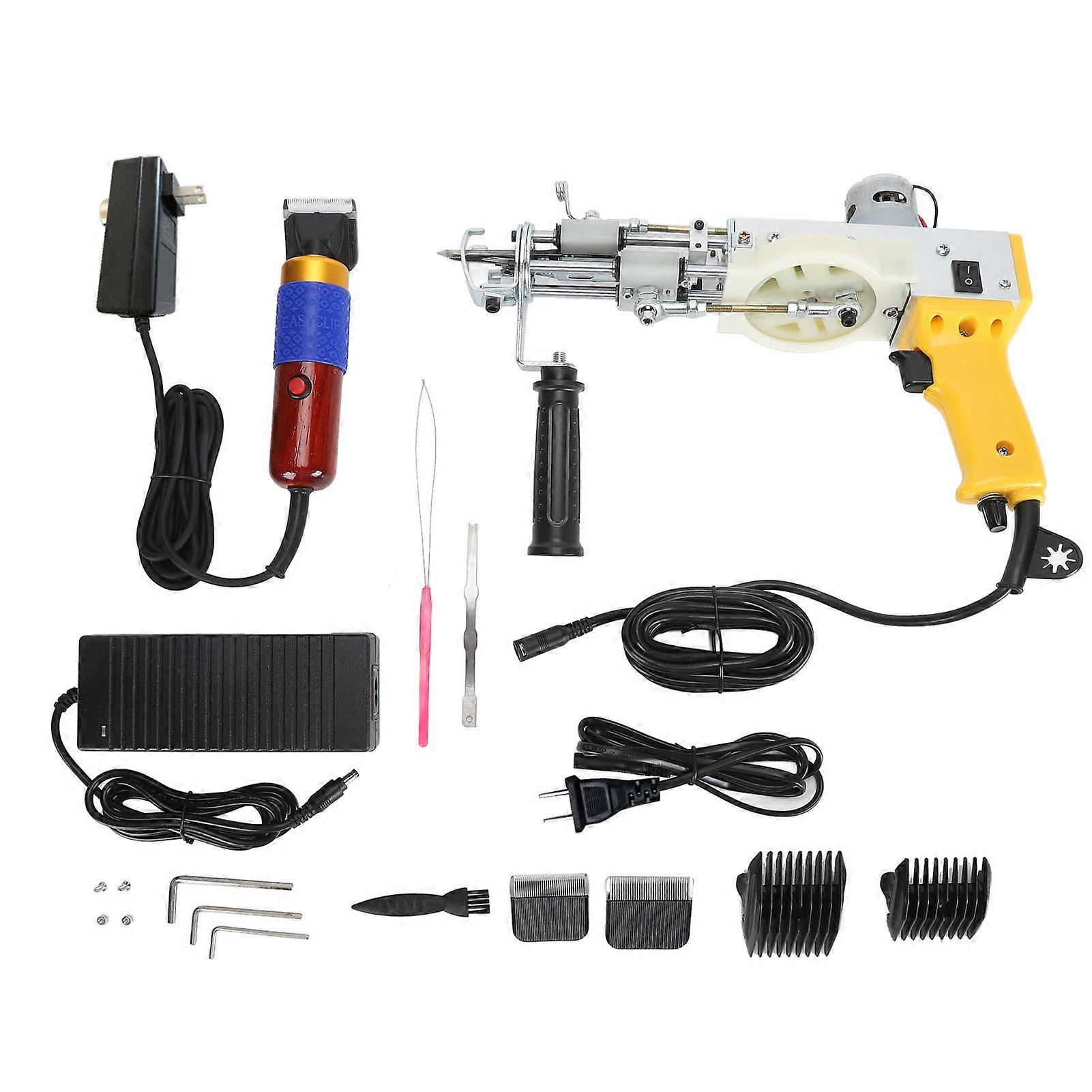 Tufting Starter Kit Safe Handheld 2 σε 1 σύνολο τούφας κουβερτών κουβερτών κοπών βρόχων με το χορτοκοπτικό για αρχάριους 100240V US Plug