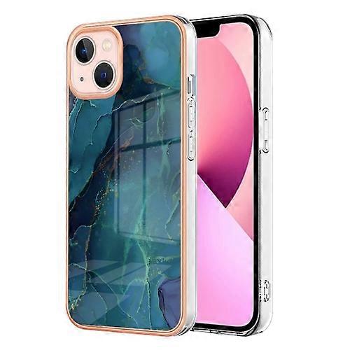 For iPhone 15 Electroplating Marble Dual-side IMD Mobile Phone Case