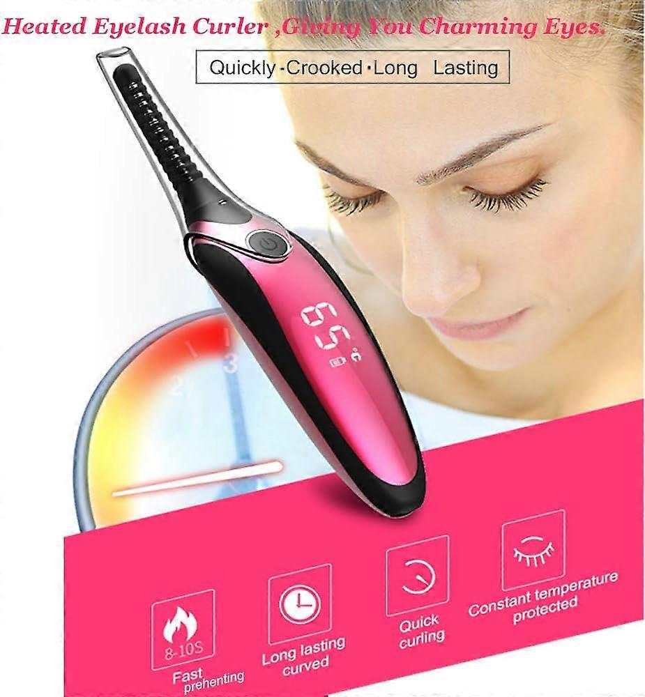 Electric Eyelash Curler with USB Charging 4 Temperature Settings and Display, Fast and Long Lasting Natural Curling Eyelashes,2024 Ping