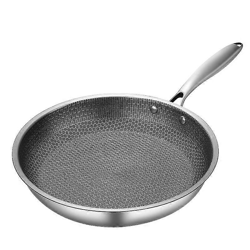 Stainless Steel Frying Pan Non-Stick Pot Cookware 28cm Fried Steak Pot Saucepan Single-Sided Honeycomb