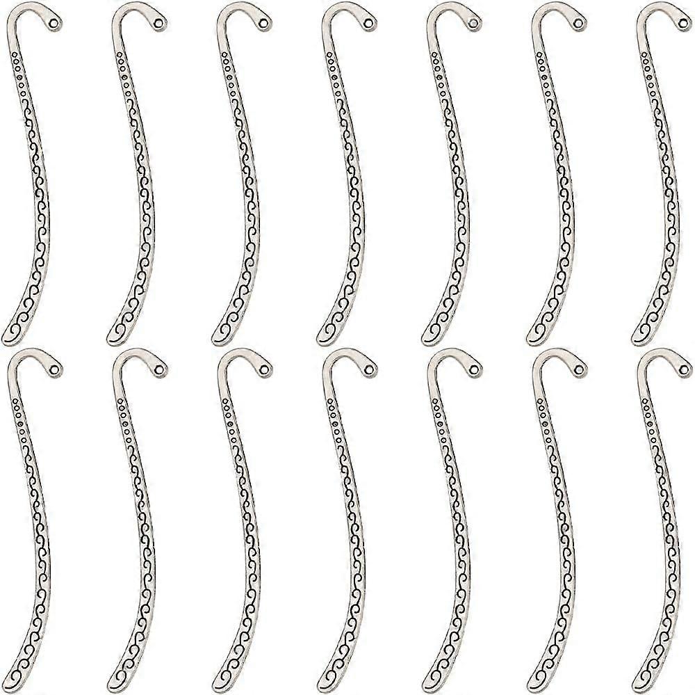 1 Box 20Pcs Bookmark Hooks Bulk Antique Silver Bookmarks Metal Retro Carved Book Marks with Hole Alloy Tibetan Style Embossed Vintage Book Mark for Re