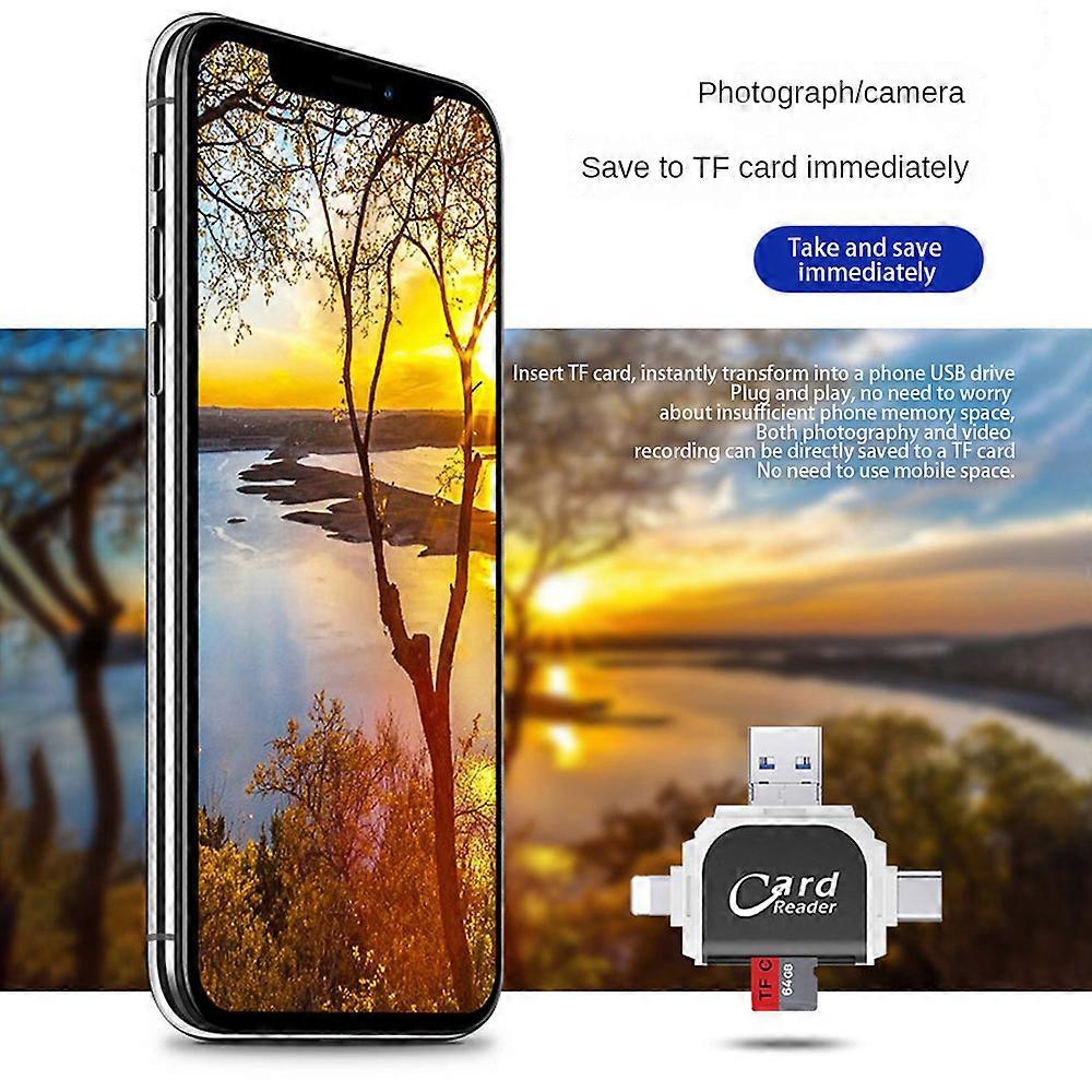 Multi-Port 4 in1 Universal Card Reader, Memory Card Reader Multiport Adapter