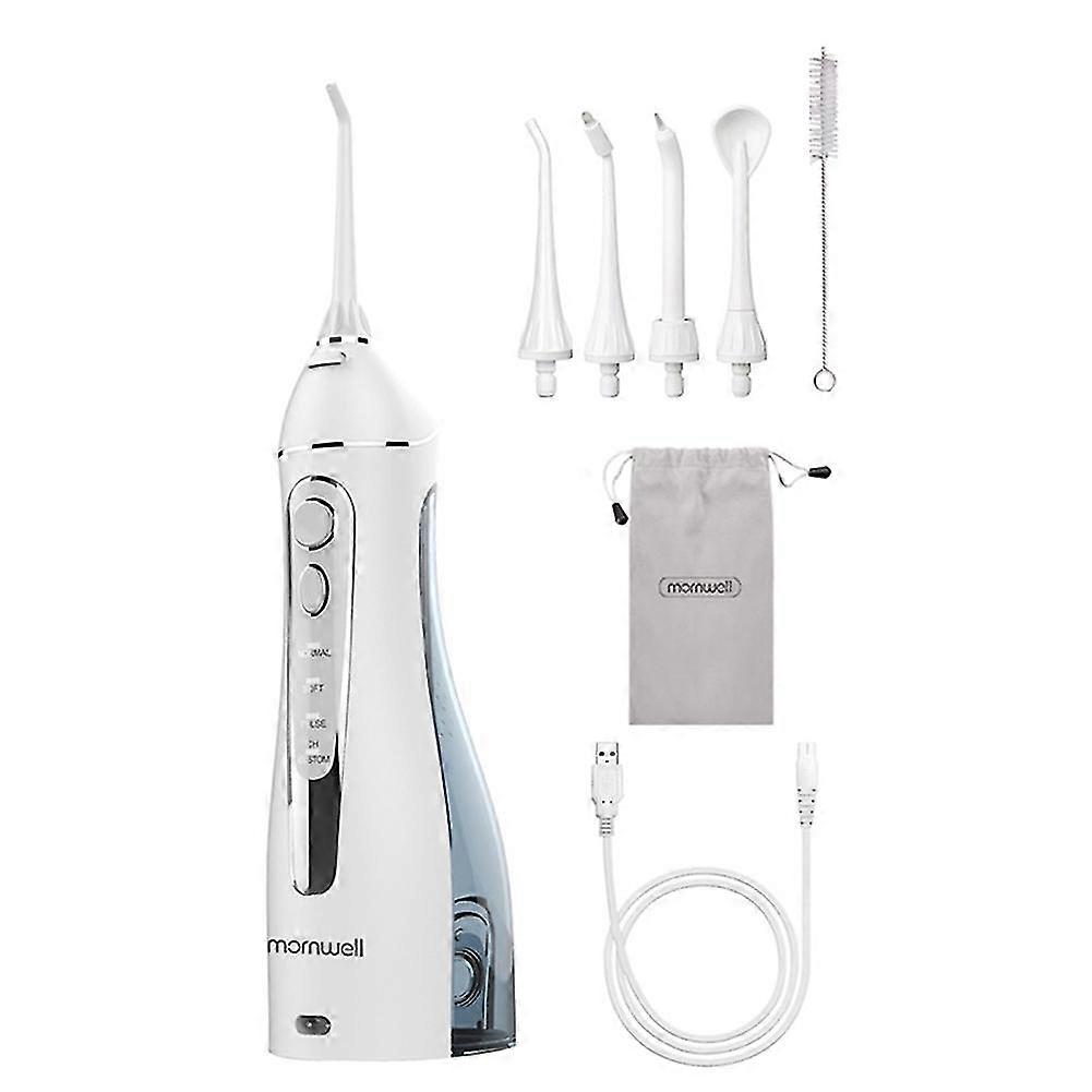 Mornwell Portable Oral Irrigator avec sac de voyage USB rechargeable 5 buses jet d’eau 200ml eau T