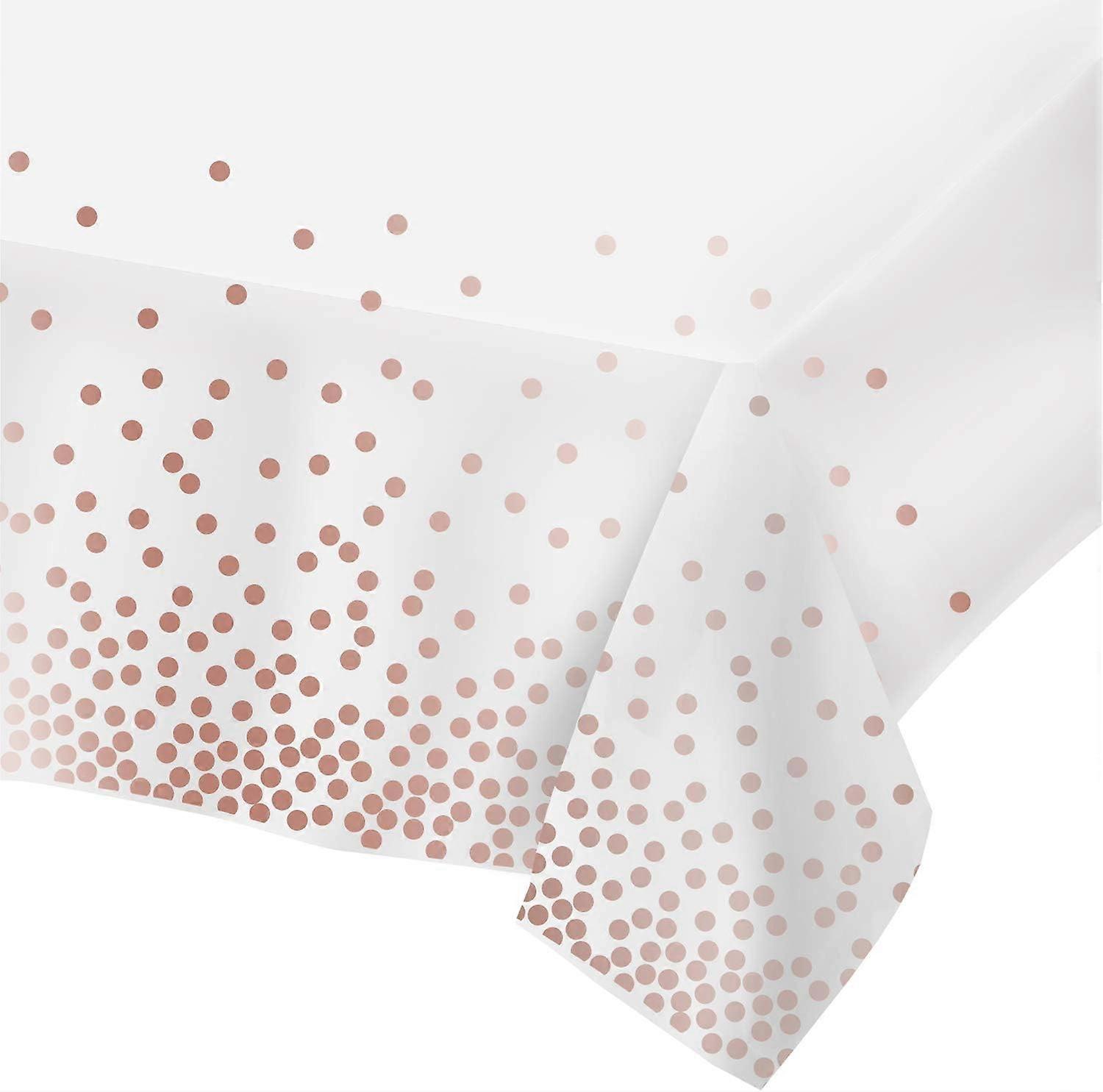 Rectangular Table Plastic Tablecloths, 2 Pack Disposable Party Tablecloths, Rose Gold Dot Confetti Rectangular Tablecloths for Party Wedding Bridal S
