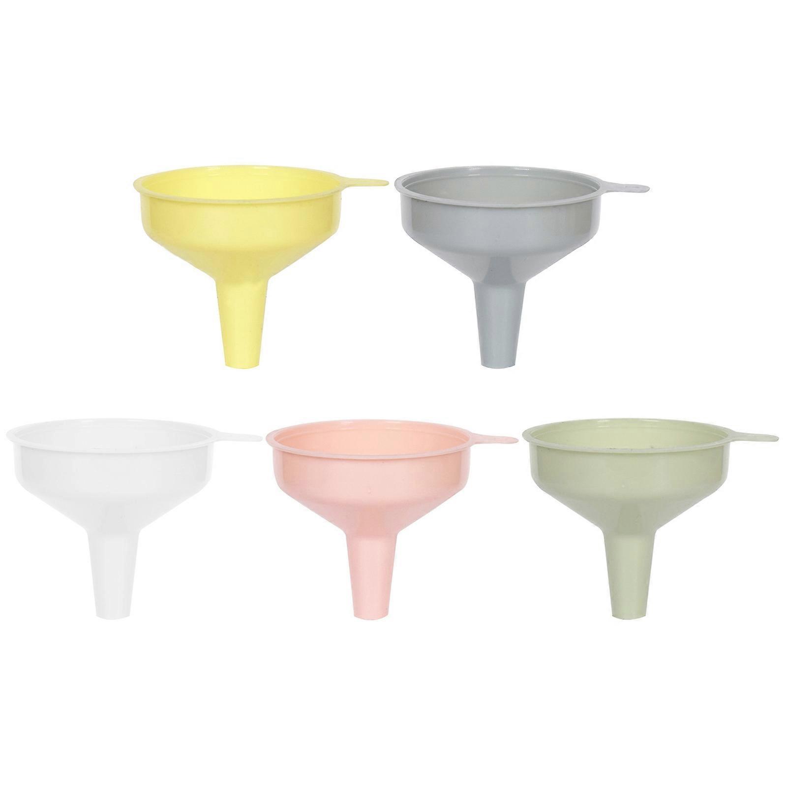 5 Pieces Candy Colors Plastic Funnel Set for Quick Clean Transferring Kitchen
