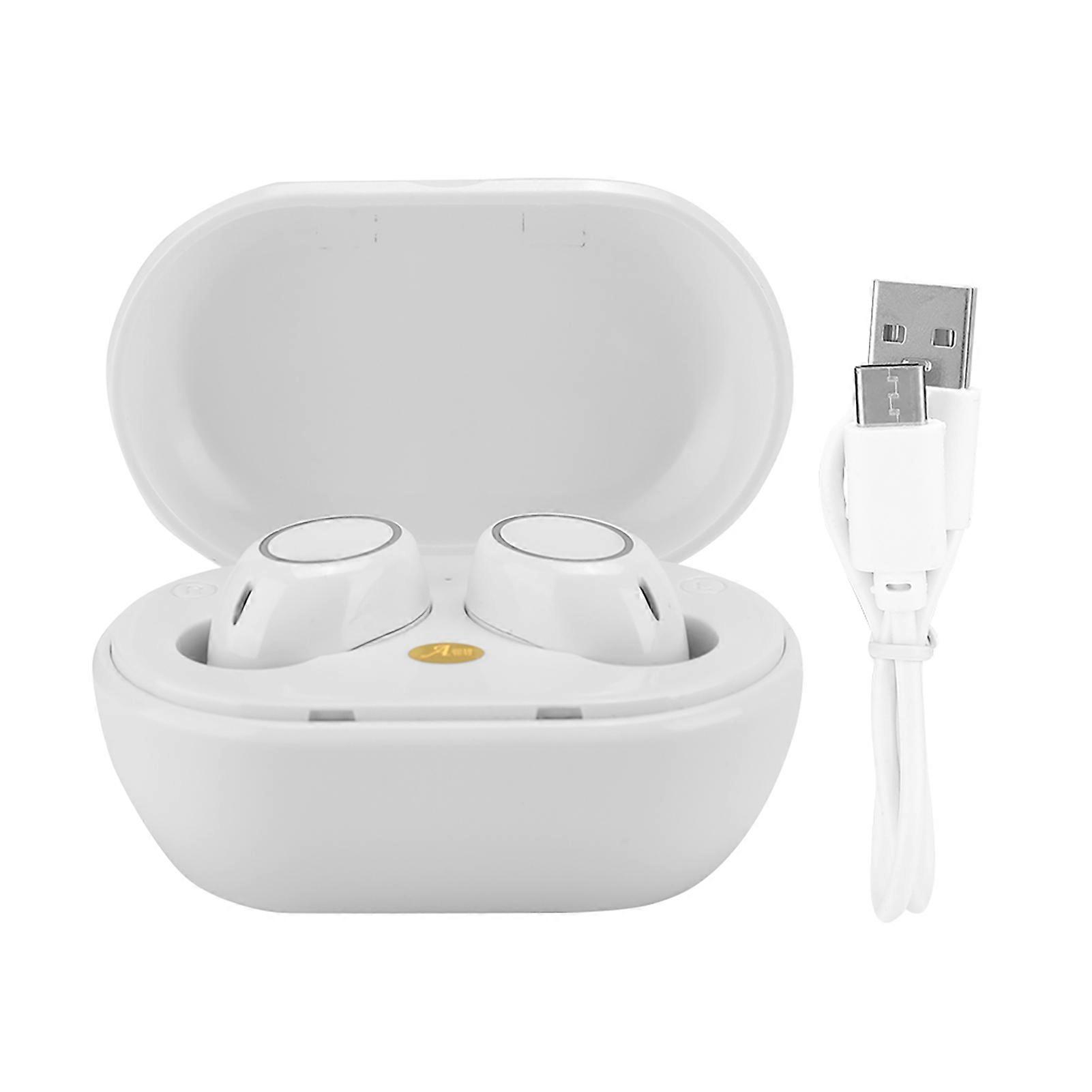 Wireless Bluetooth Earphones DC 5V TWS Headset CNC Engraving Titanium Metal Processing Support Type C Charging(White )