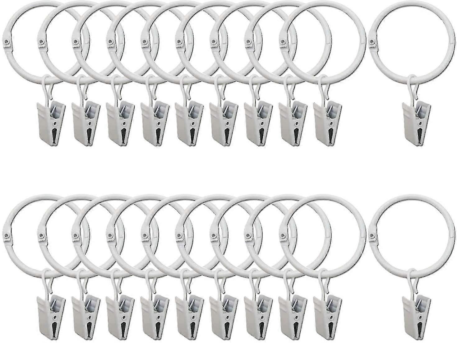 20 Pack Shower Curtain Rings With Decorative Clips Rust Proof 3.2cm