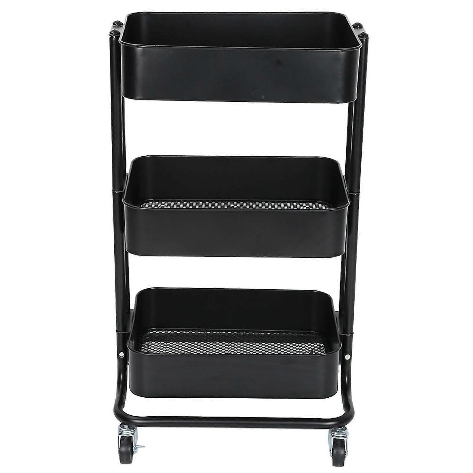 Hair Salon 3 Tiers Trolley Cart Slim Rolling Storage Rack Trolley with Wheels Black