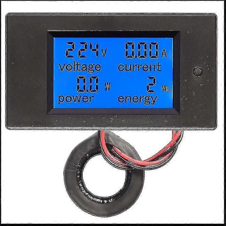 Digital Voltmeter Ammeter Ac 80~260v 100a Ct Voltage Current Power Energy Meter Tester Pannel, Volt Amp Watt Gauge Lcd Display(1pcs, Black)