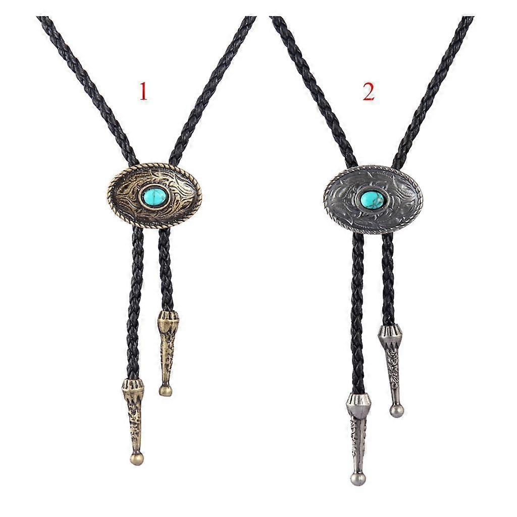2x Estilo Retro Turquesa Bola Corbata Hecha a Mano Collar Occidental
