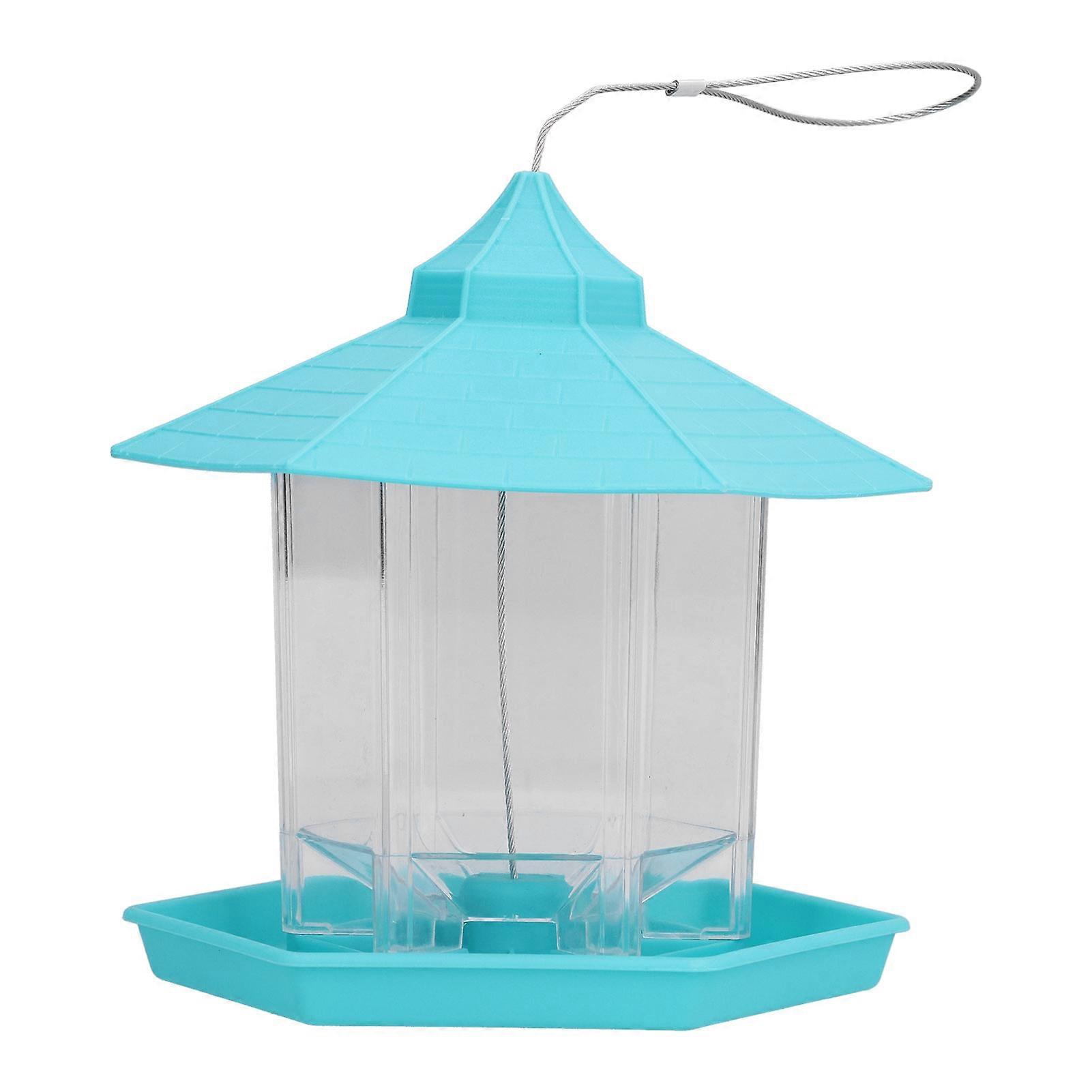 Automatic Bird Feeder Portable Wild Bird Feeder for Outdoor Garden Patio Decoration Blue