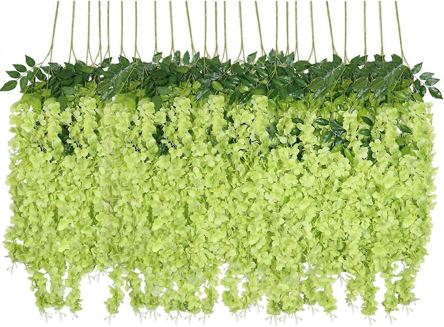 Artificial Plant Artificial Flowers, 24 Pieces Artificial Fake Wisteria Vine Hanging Silk Flowers Home Wedding Party Decor (24 Pieces, 110cm/Each Stra