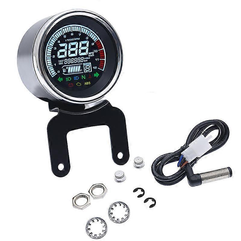Multi-functional Gauges Instruments 12V Motorcycle Odometer Tachometer Meter Fuel Level Speed Meter Indicator Led Round 12000rpm