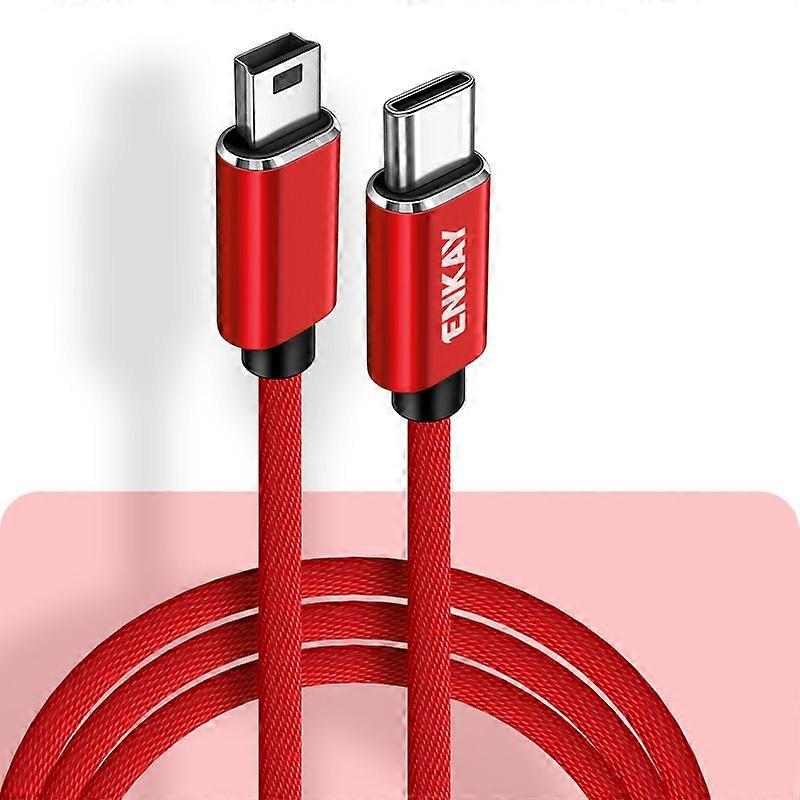 ENKAY USB C Type-C to Mini USB 2.0 Charging Cord Support Sync Data Cable Length:1m - Red 