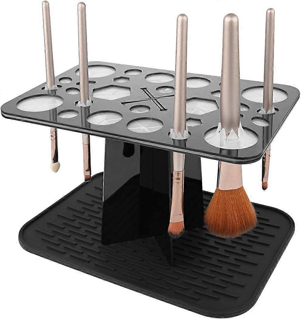 Makeup Brush Drying Rack with Mat - Countertop Organizer Stand