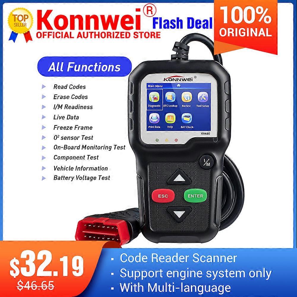 Konnwei KW680 code reader scanner Multi-language full obd2 function kw 680 In Russian car diagnostic tool pk AD310 OM123