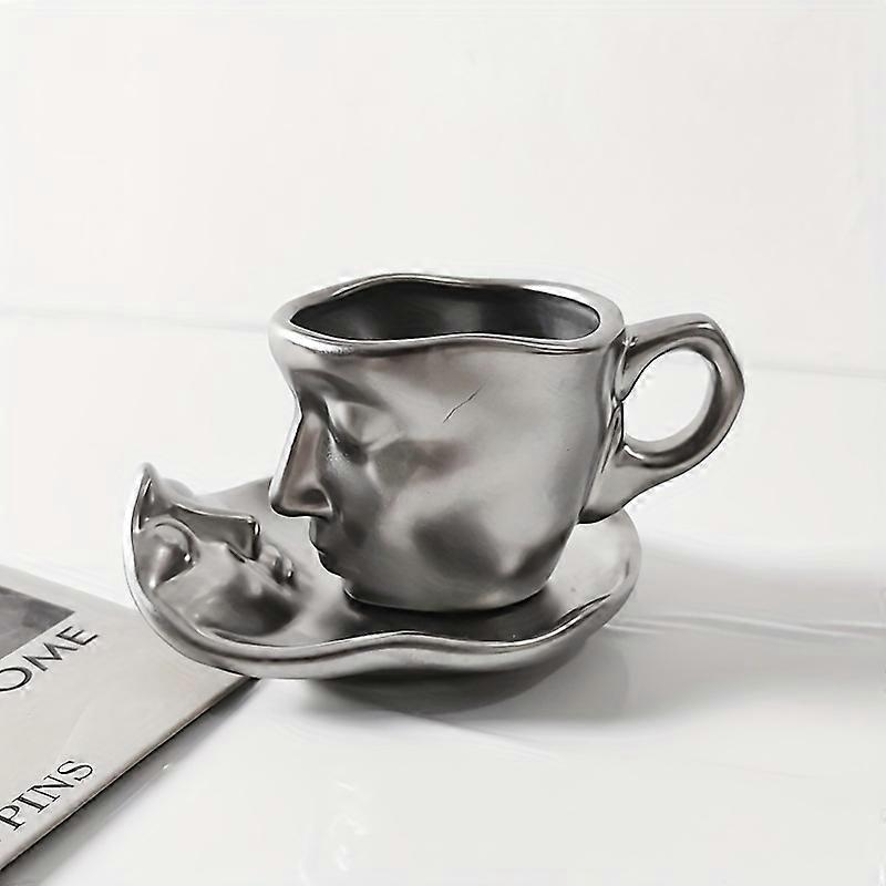 المعادن لمس الوجه الإبداعية السيراميك قبلة اسبريسو كأس عيد الحب هدية الزفاف للتجارية