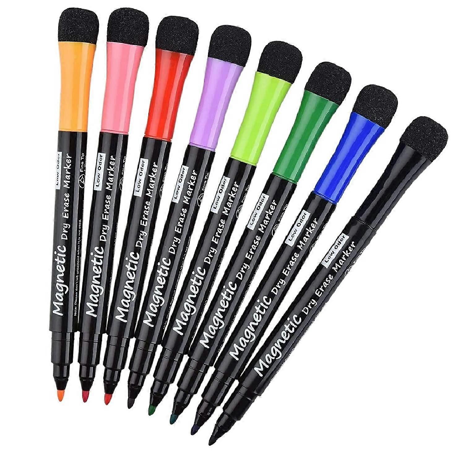 Magnetic Dry Erase Markers - Fine Tip, Multiple Colors, 12-Pack, Low Odor Children's Whiteboard Markers