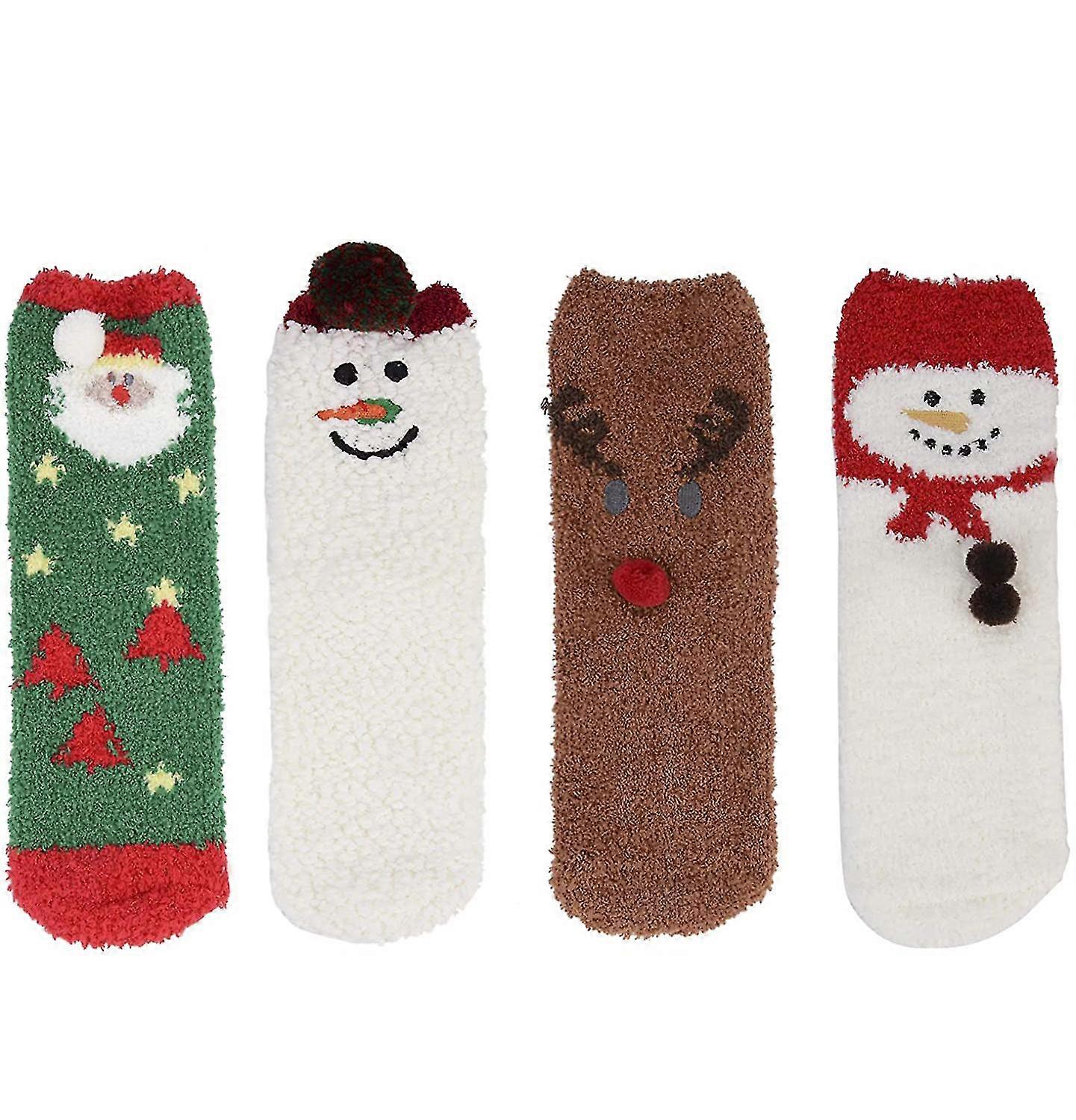 4 Pcs Fluffy Socks Cozy Christmas Socks Breathable Thickened Socks