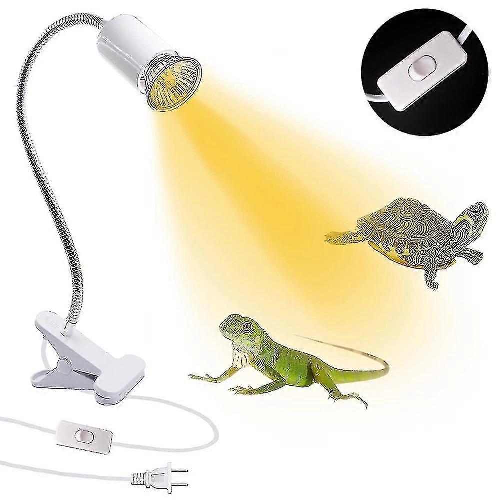 Reptile Heat Lamp Tortoise Basking Spot Lamp Turtle 360rotatable Light Clamp Flexible Ceramic Clip Desk Light Holder Socket With Dimmable Switch For A