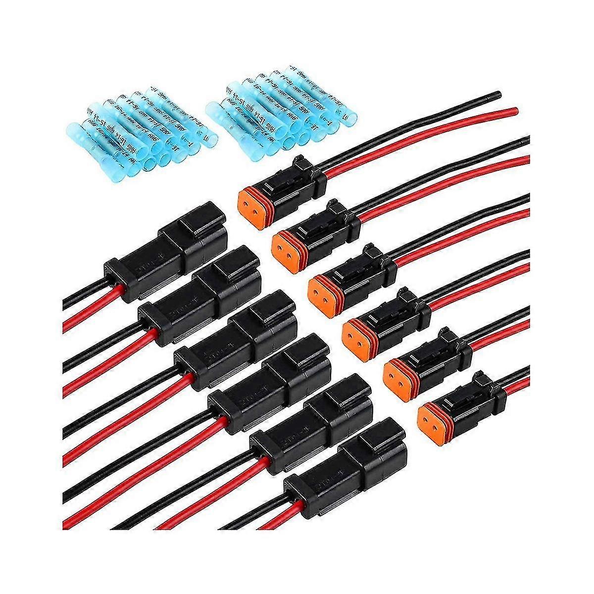6 Pair Dt 2 Pin Pigtail Kit Male Female Connector Adapter Socket Wiring Harness For Led Work Light