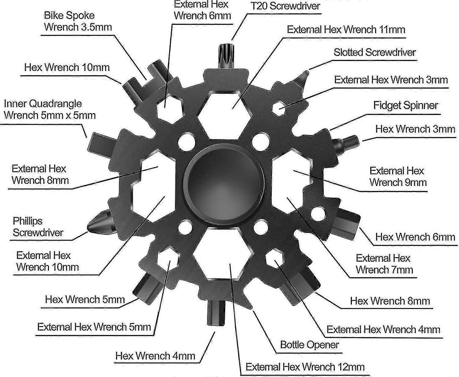 23 In 1 Multi Tool, Schneeflocke Mann Geschenkidee mit Fidget Spinner Funktion, Männer Geschenk Anti-Stress Gadge