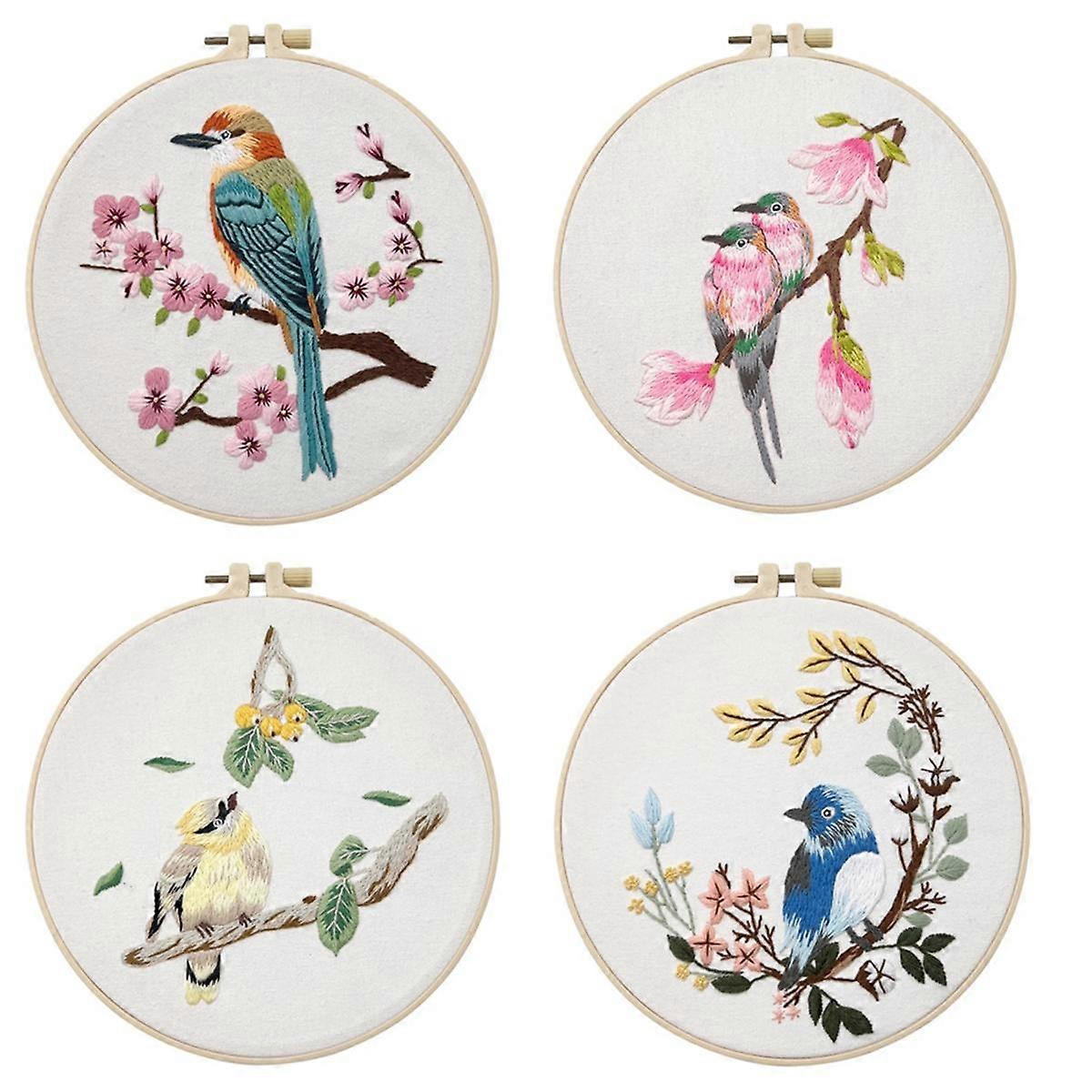 4Pack Embroidery Kits for Adults Embroidery Kit for Beginners Hand Embroidery Kit with Patterns()