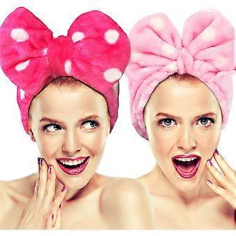 2 Pack Cute Stretchy Knot Face Wash Headbands, Lovely Towel Hair Band for Makeup, Shower, SPA, Massage and Sports