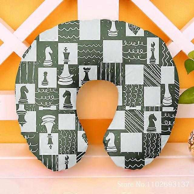 Neck Travel Pillows Striped Letter Pattern U-shaped Portable Travel Pillows Cute Chess Nap Travel Pillows For Office Student Travel Inflatable Travel
