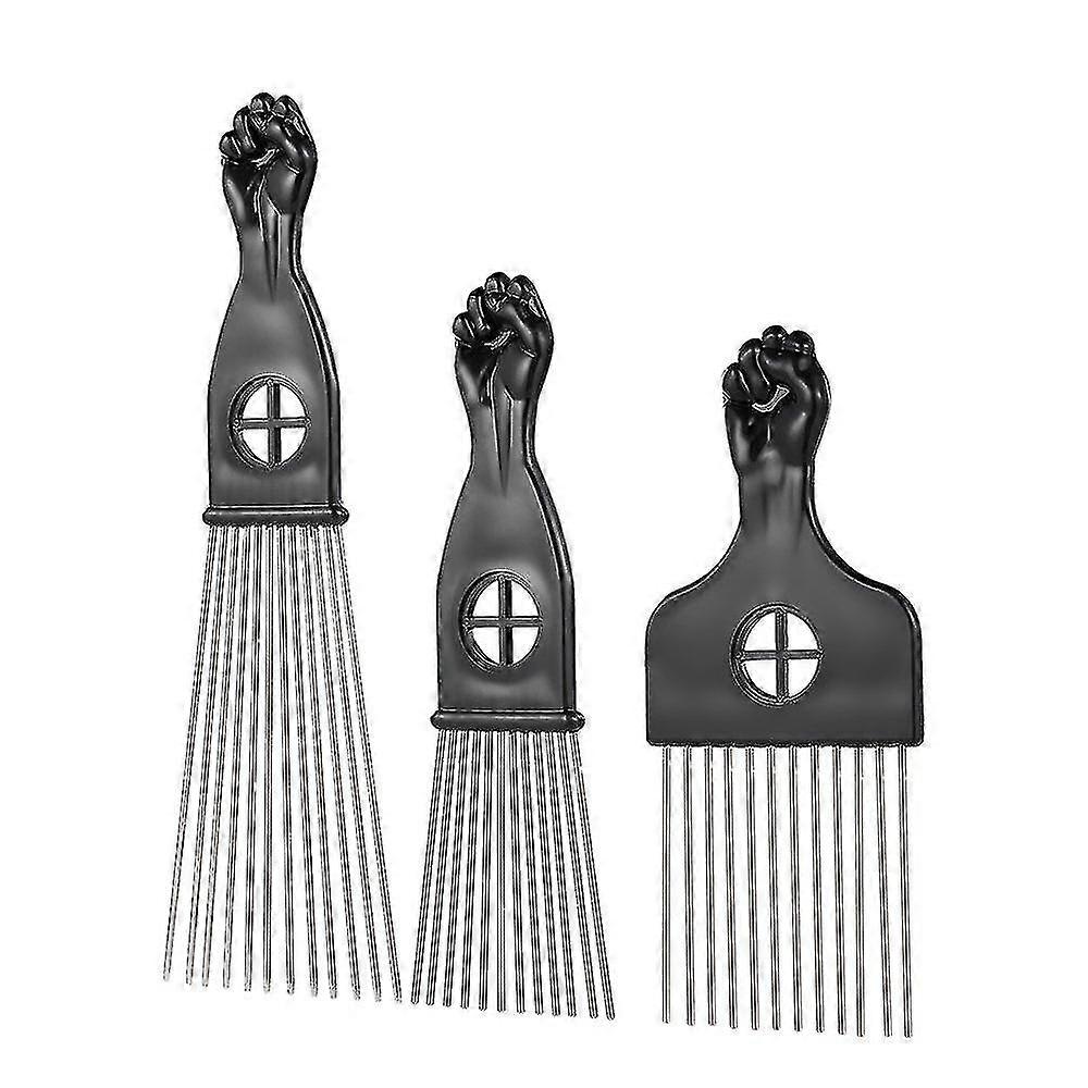 3pcs Metal Afro Comb Pick Comb Hairstyle Styling Tool
