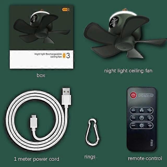 Powered Hand Fans 8000mAh Ceiling Fan Timing Camping Fan USB Rechargeable Remote Control 4 Gears Cooler With LED Lamp For Home Outdoor