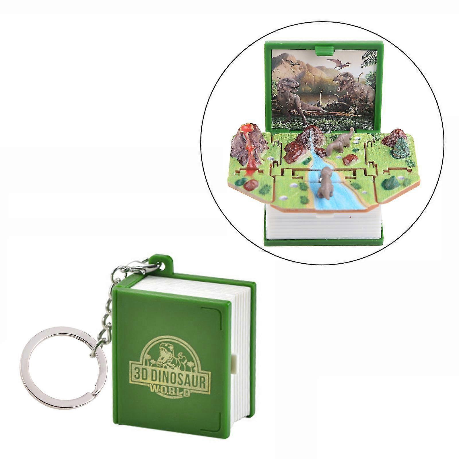 3D Mini Dinosaurs Keychains Fold Book Keychain Dinosaur World Pendant Keyring