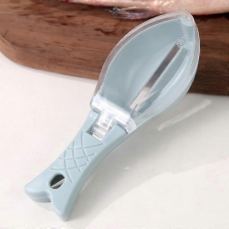 Handy Fish Scale Planer with Cover for Killing Fish Manual Scraper Scaler Tool Home Kitchen Gadgets Blue