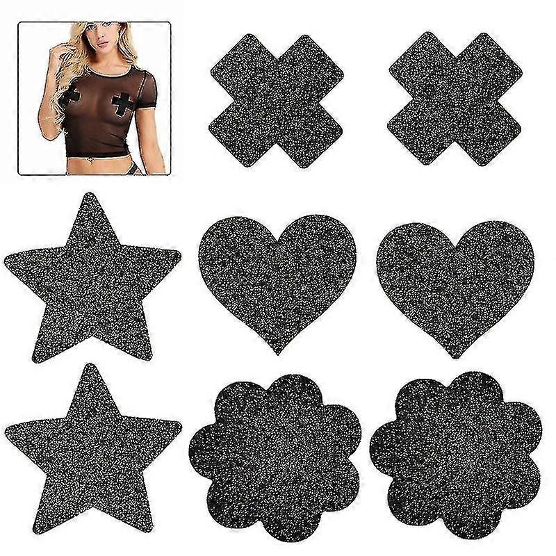 10-piece Set Glitters Pasties Nipple Covers,multi Design Nipple Stickers Disposable,waterproof (five Stars, Hearts, Flowers, Crosses)