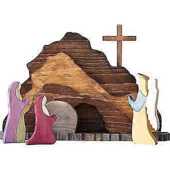 Jesus Auferstehung Puzzles mit 3 unabhängigen Teilen Holz Auferstehung Szene Puzzle Früherziehung Jesus Puzzles Puzzle Ornament (di Man)