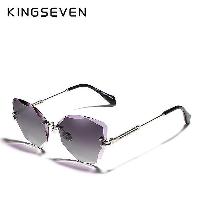 KINGSEVEN עיצוב אופנה ליידי משקפי שמש 2021 Rimless נשים משקפי שמש מסגרת סגסוגת וינטאג' מותג קלאסי גוונים מעצב Oculo